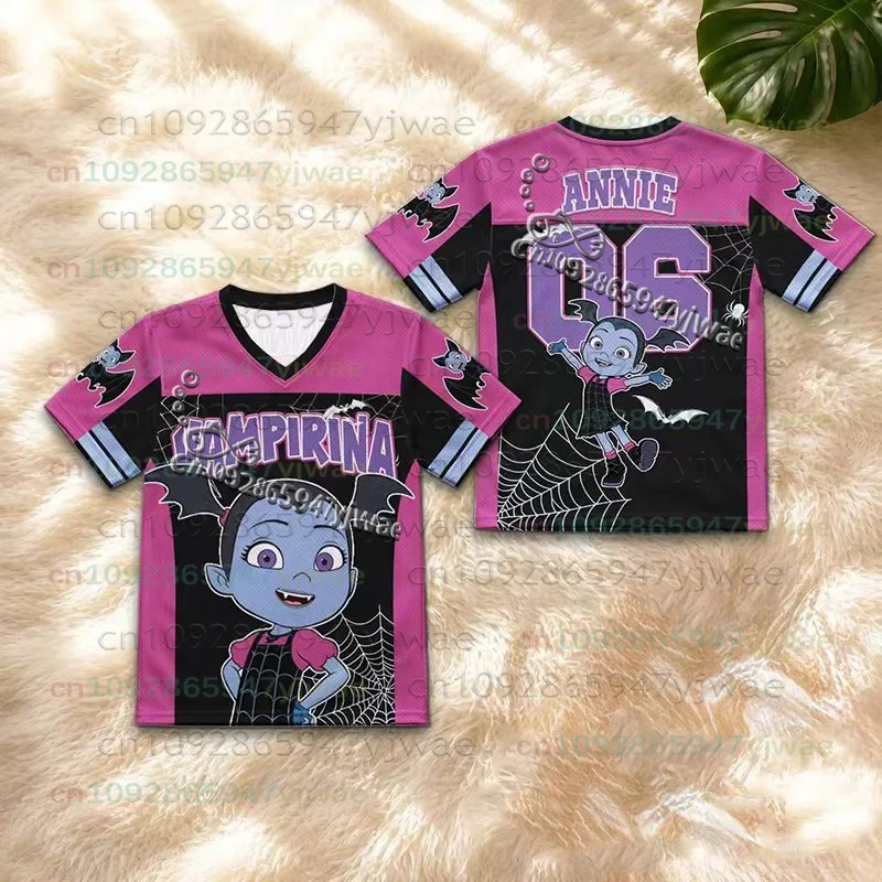 Neueste Halloween-Cosplay-Kollektion: VAMPIRINA-Accessoires, T-Shirts mit V-Ausschnitt und kurzen Ärmeln für Damen, Herren und Kinder, ideal für Sommer/Herbst, im Y2K-Stil. – Detail 8
