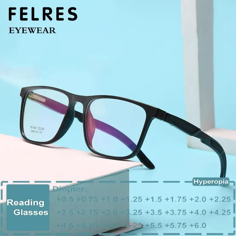 

Fashion Square Anti Blue Light Reading Glasses For Men Women Optical Glasses Prescription Eyewear Single Focus Presbyopic 1.75