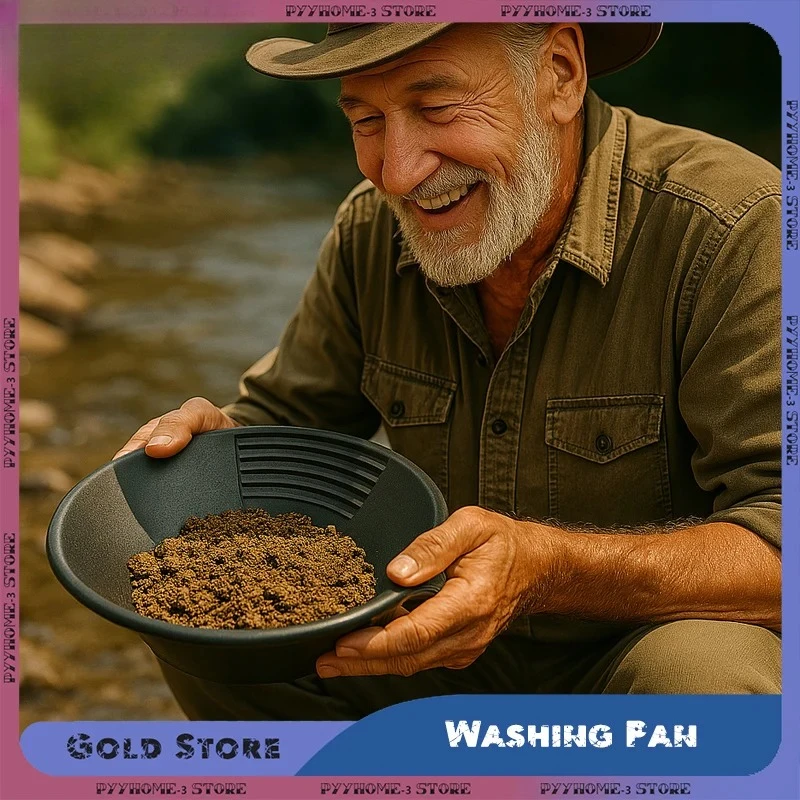 15inches Gold Pan with Dual Riffles Metal Detection Tools Plastic Gold Washing Pan Basin for Gold Prospecting Useful Black