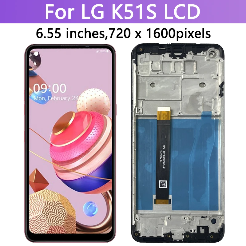 LMK510EMW, LM-K510EMW, LM-K510 Premium Lcd For LG k51s Display Touch Screen Digitizer Panel Assembly K51S Screen Frame