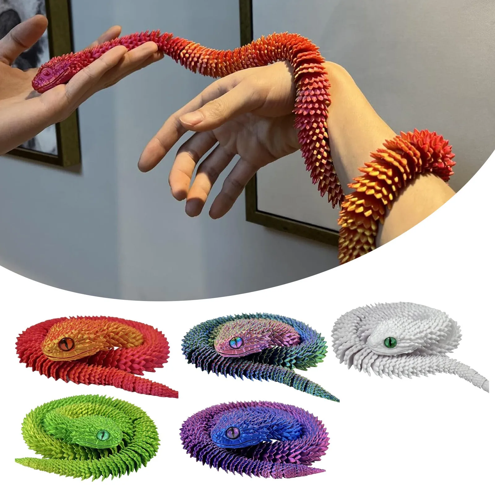 Multicolor Snake Toy 3d Printed Snake Fidget Toys Multipurpose Animal Fidget Toys Creative Children Toys Funny Animal Toys