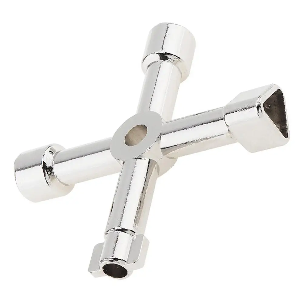 2 Pieces 4 Way Silver Multifunctional Faucets Key Wrench for Faucets Valve Faucet Cabinet Opening Key, Keys Faucet Wrench Tool