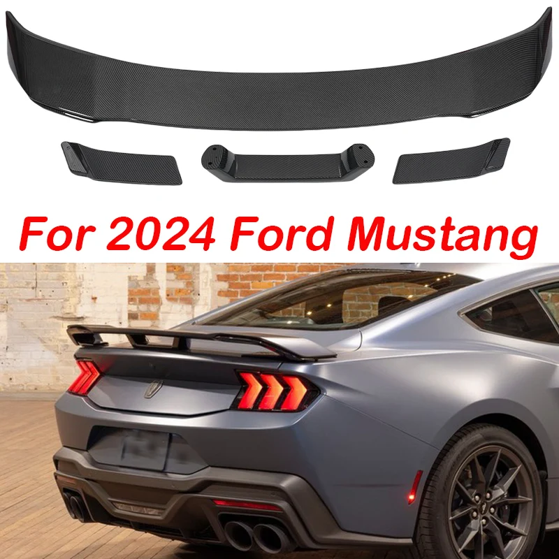 For Ford Mustang 2024 Rear Spoiler Body Kit ABS Material Splitter Diffuser Tail Wing Back Trunk Accessory Part