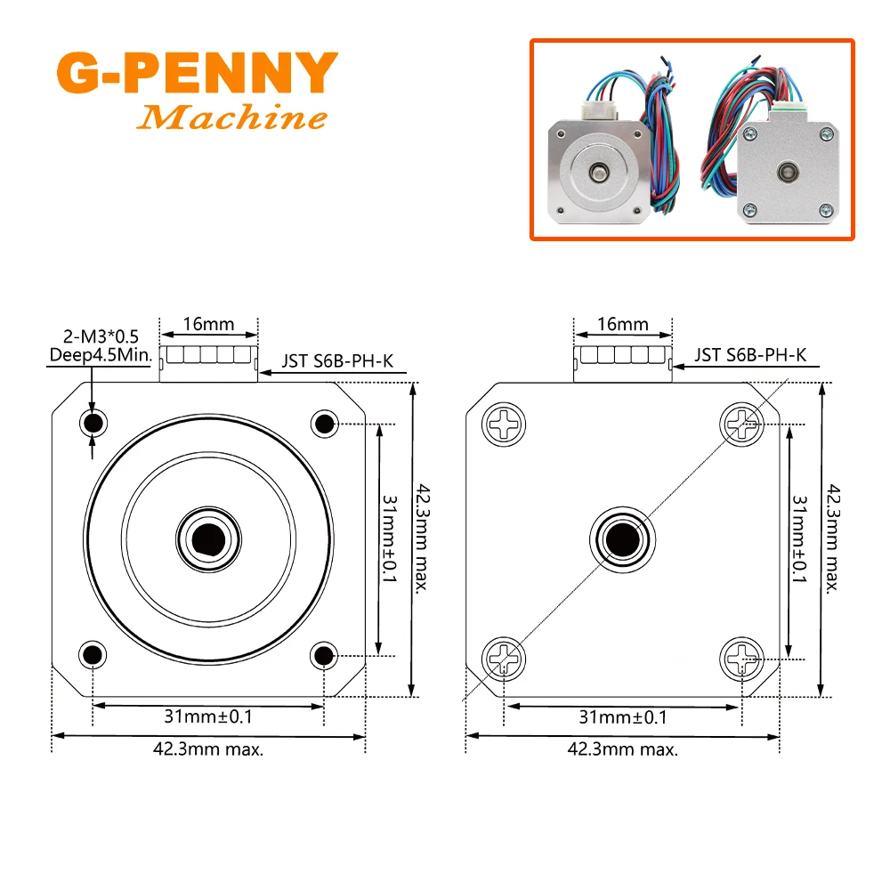 Motor paso a paso Nema17 42HS4017A4, 1,7a, 0,42n. m, 60OZ-IN, 1,8 grados, 4 Plomo para impresora 3d cnc, envío gratis