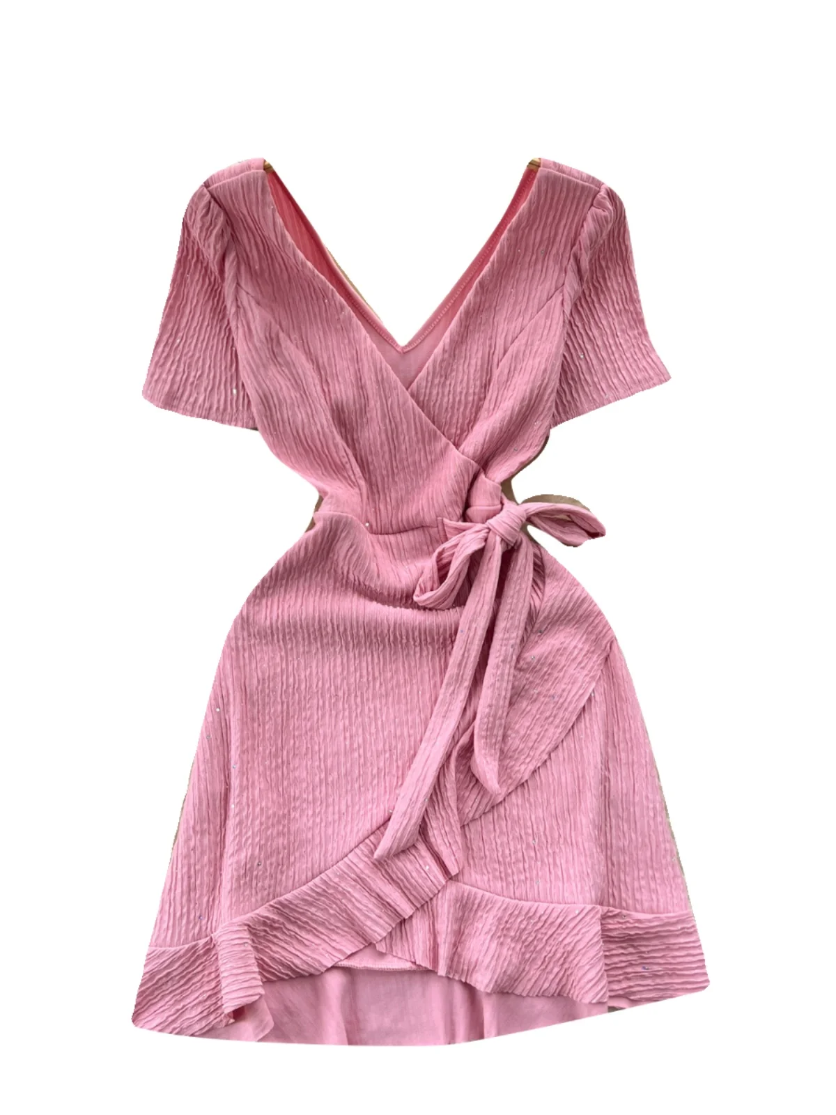 Ele ort Sve Wrap Dr vrouwen Taille Cinching Zoete Kant Zoom Hoge Taille A-lijn Lente Zomer Nieuwe Sle Koreaanse versie