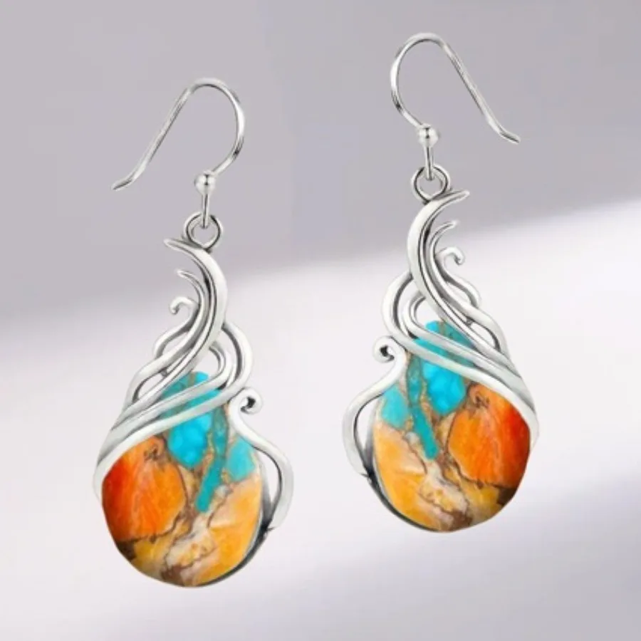 

Popular Bohemian Ladies Turquoise Earrings Hollow Droplet Earrings Couple Jewelry