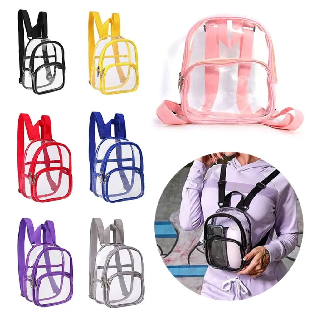 Summer New Fashion Transparent PVC Backpack Women Travel Knapsack Student School Bags Small Handbags Casual Mini Rucksack