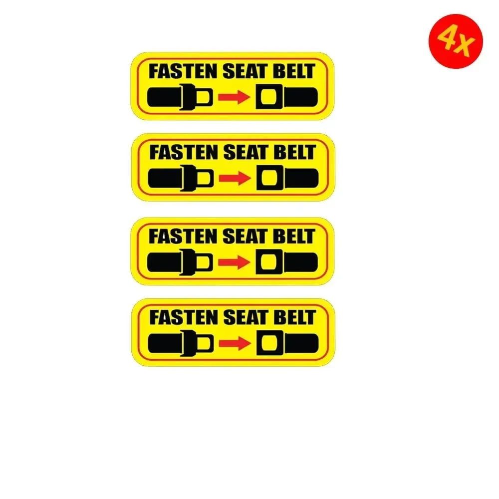 1set 2D Flat Seat Belt Reminder Waterproof Vinyl Sticker Safety Warning Decal for Motorcycle Car Vehicle