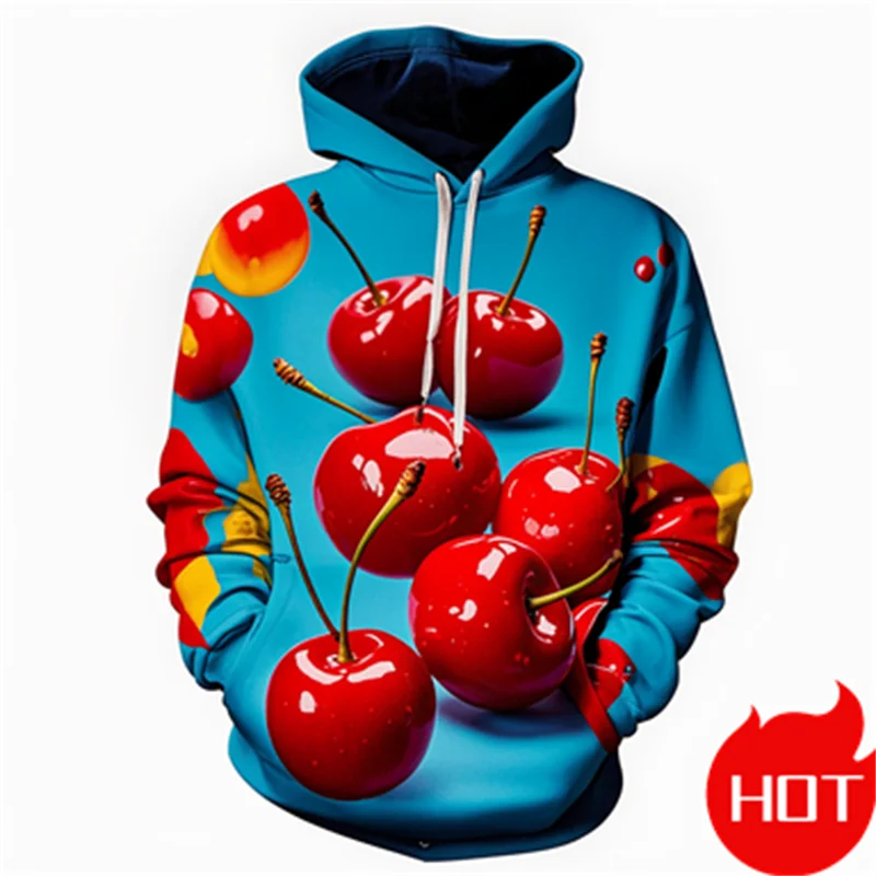 

Winter New 3D Printing Fruit Cherry Hoodies For Men Women Funny Streetwear New In Hoodies & Sweatshirts Fashion Hooded Hoody Top