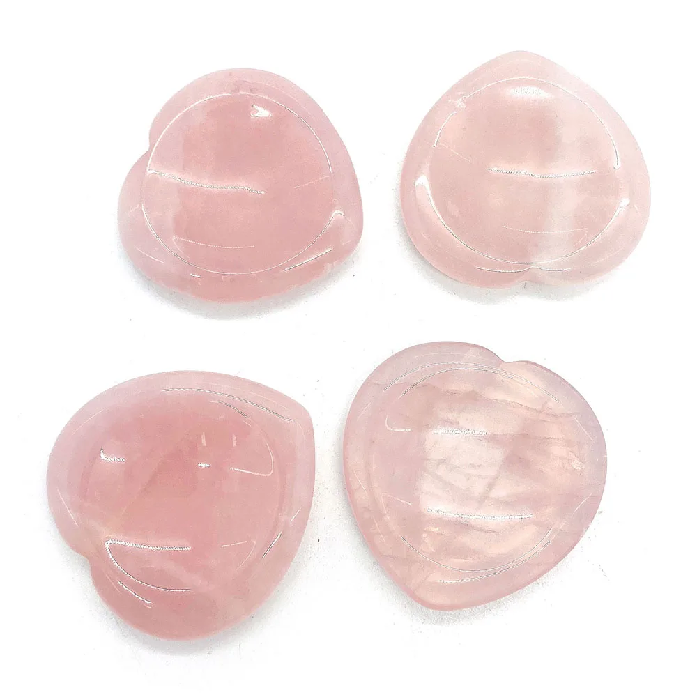 Natural Powder Crystal Heart-shaped Thumb Decompression Stone 40x6mm Scraping Face-lift Wrinkle Skin Care Tool Stone