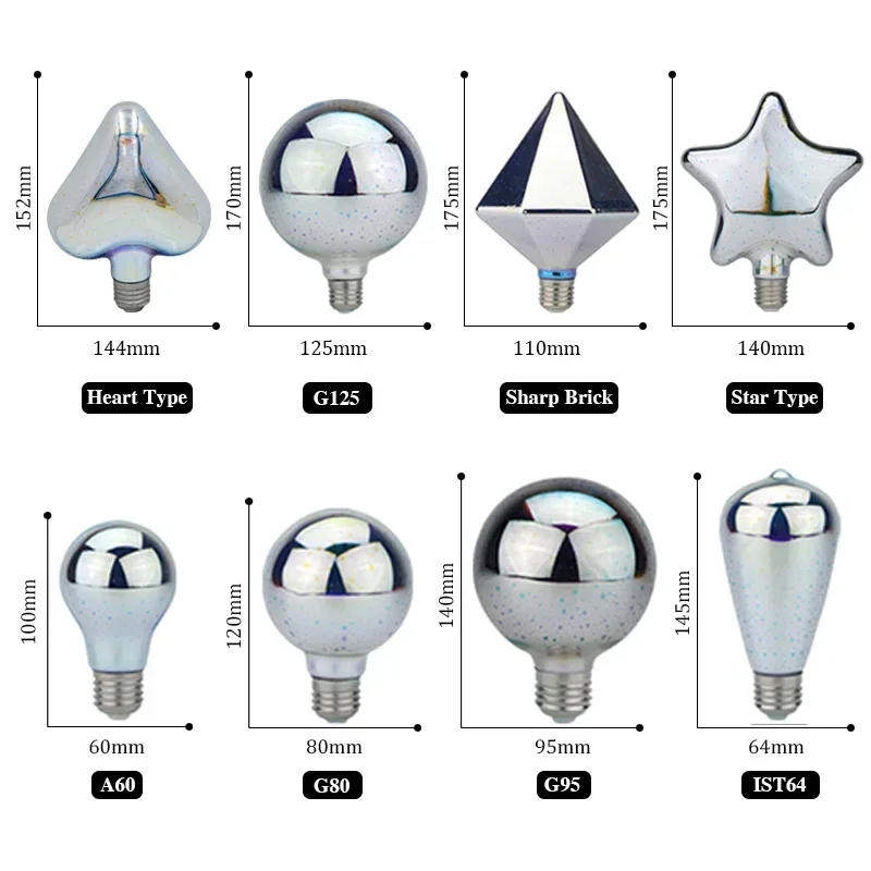 LED Edison 3D Colorful Light Bulb E27 110V 220V Vintage Fireworks Decoration Bulb ST64 G95 G80 A60 Ampoule Led Lamp Lighting