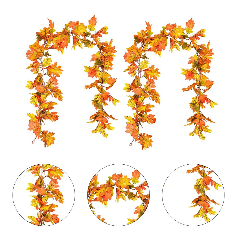 

2Pcs Simulation Maple Leaf Rattan Hanging Wall Rattan Ornament for Home Party Wedding Shop Indoor Hanging Adornment