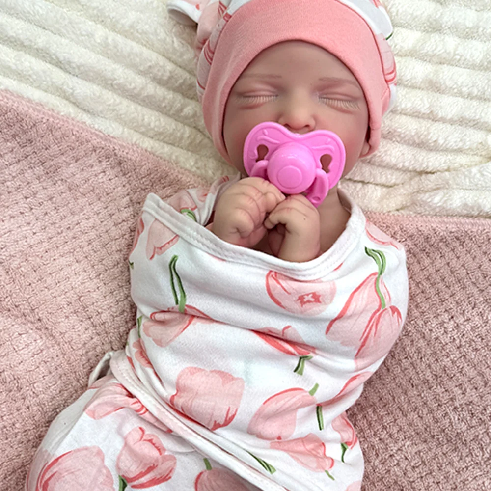 18 "واقعية سيليكون تولد من جديد دمية طفل فتاة عيون مغلقة لينة سيليكون الجسم تولد من جديد الطفل الوليد النوم سيليكون تولد من جديد طفل