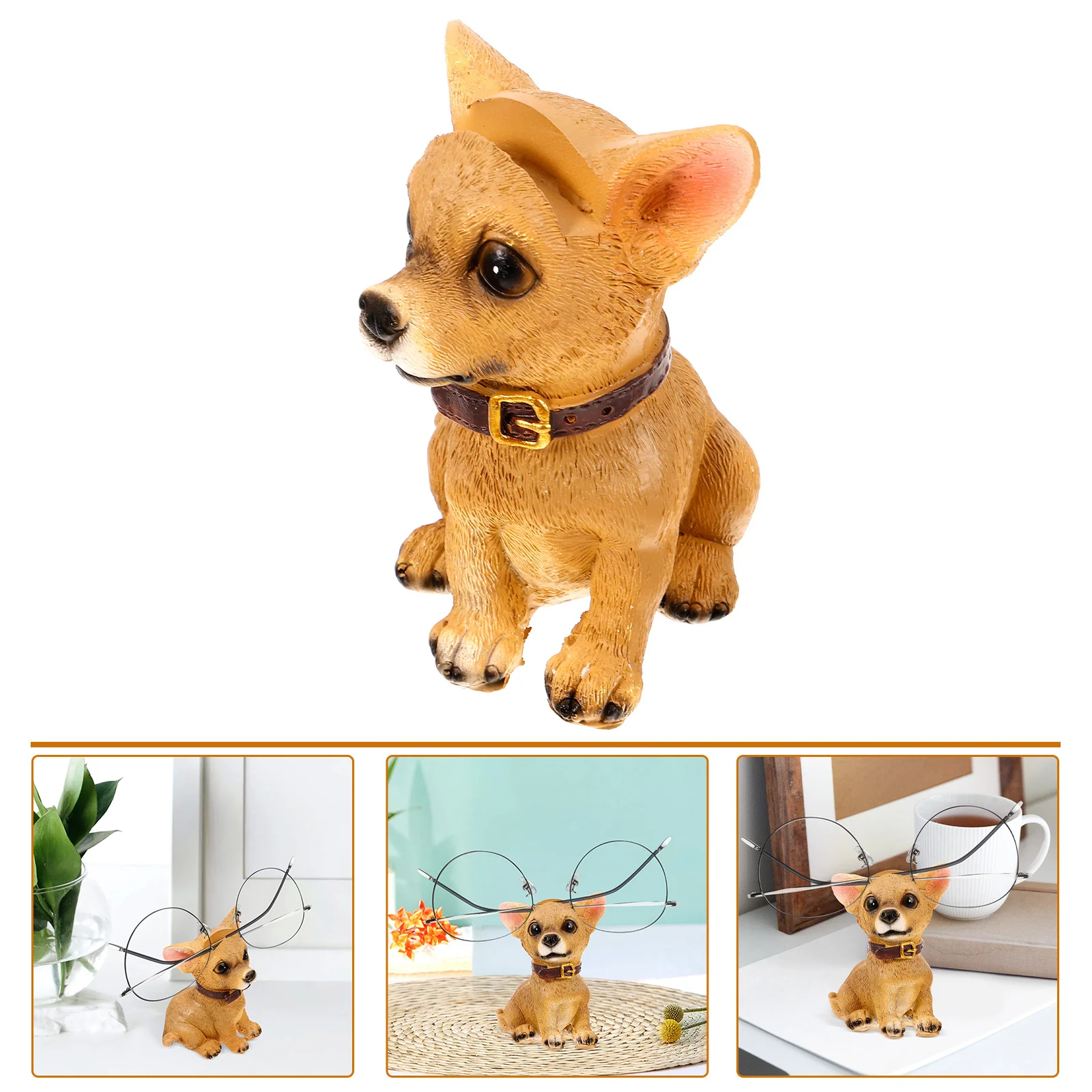 

Cute Puppy Dog Glasses Holder Resin Eyeglass For Desk Sunglasses Display Stand Dog Statue Lightweight Small Size