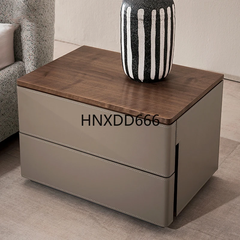 Bedside table household high-end saddle leather