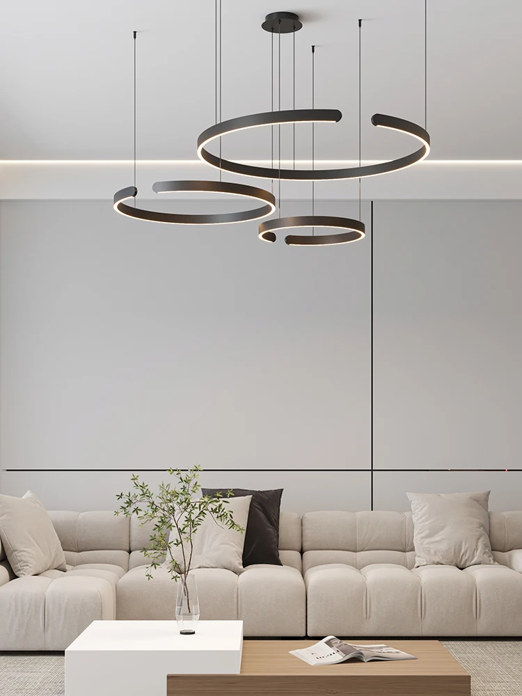 Nordic Modern Double Loop LED Pendant Lamp For Living Room Restaurant Cafe Hotel Long Dining Table