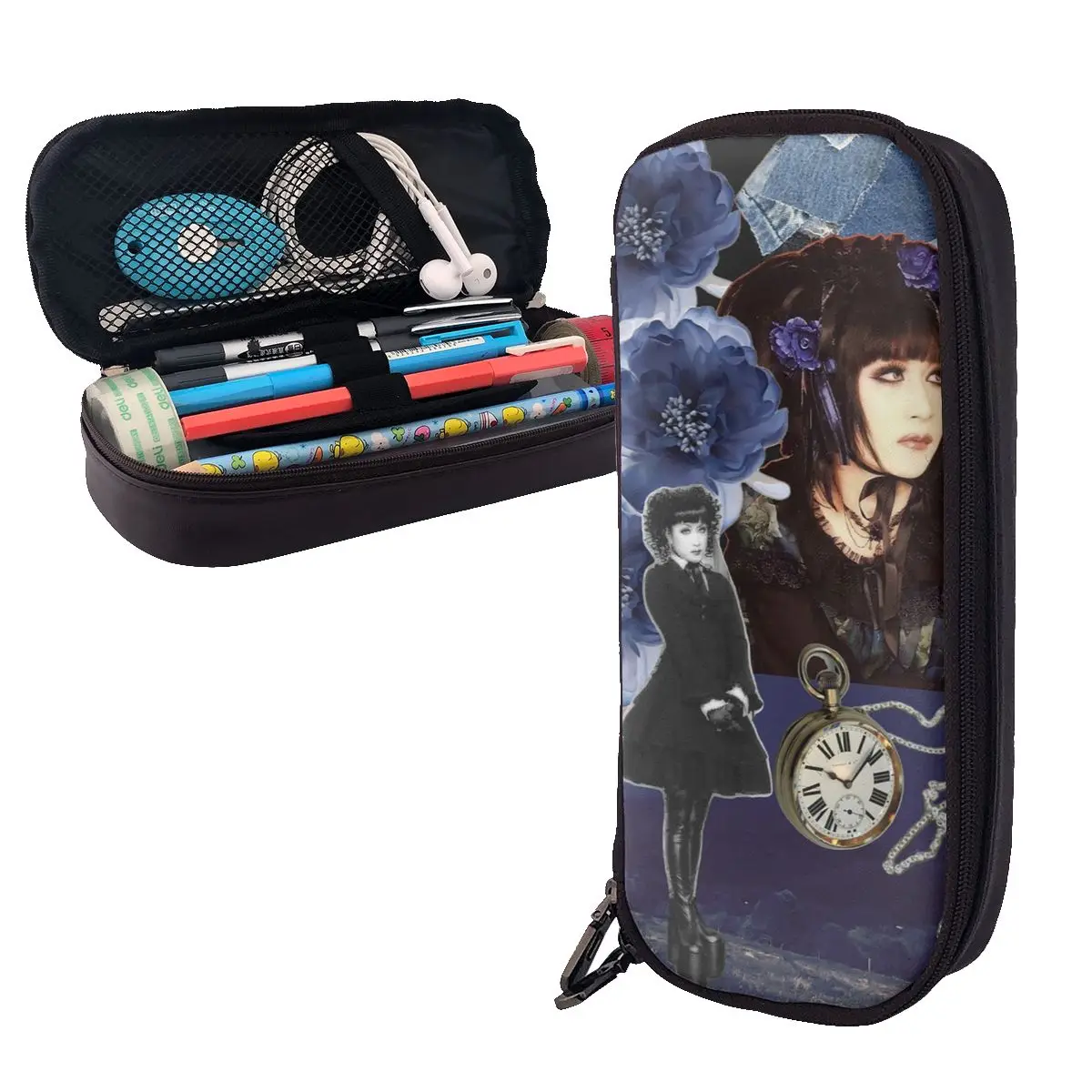 Malice Mizer Visual Kei Japanese Rock Band Gothic Leather Pencil Case Pencil Pouch Big Capacity Pen Box Pencil Bag for Boy Girl