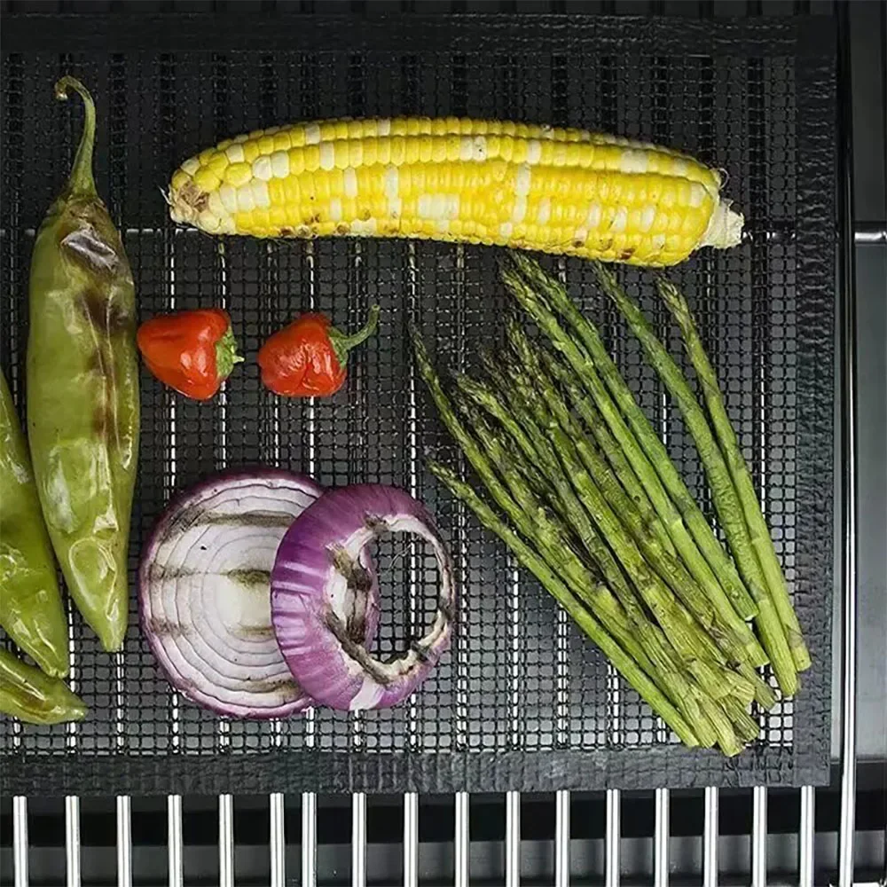Non-stick Barbecue Mesh Mat Reusable Heat Resistance BBQ Baking Net Pad Kitchen Cooking BBQ Pisa Mat Can Crop Liner