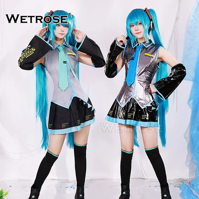 女性と男性のためのミクのコスプレ衣装,古典的な女性と男性のためのV2  01の衣装,ファンアートの呼び出しロイドドレス,ラテックスレザー,フルセット,在庫あり - AliExpress