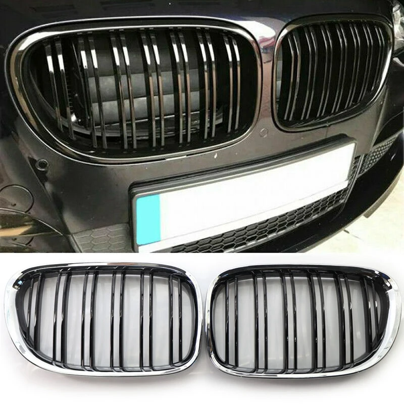 

Grill Black Chrome For -BMW 2009-2015 7-Series F01 F02 Front Grille Double Line Hood Grills 730D 740I 740Li