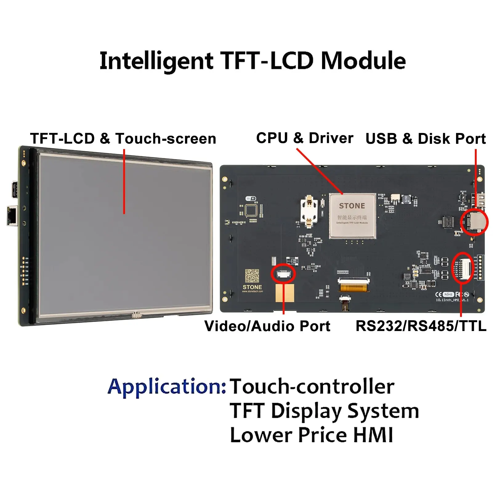 10.1 inch good qualitycontrol panel  TFT-LCD module, LCD display module