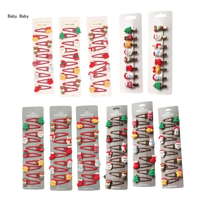 

Christmas Hair Clips for Girls Santa Reindeer Snowman Hair Barrettes Set Q81A
