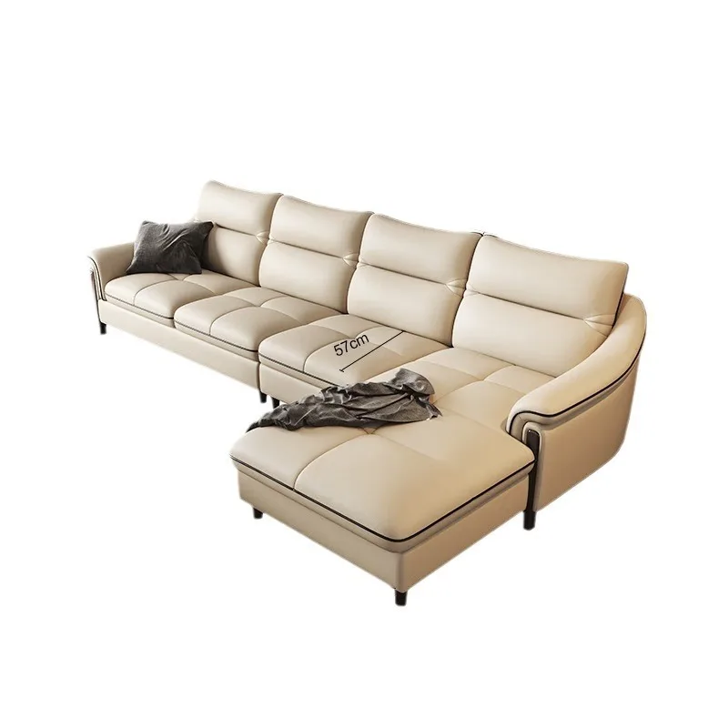 Living room simple modern first-layer cowhide corner leather art princess combination furniture