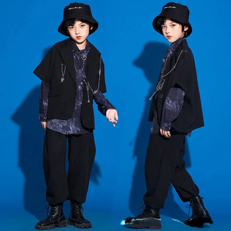 New Korean Top Pants Jazz Suit Children Hiphop Street Dance Clothes Boys Girls Hip Hop Costumes Kids Outfit suits