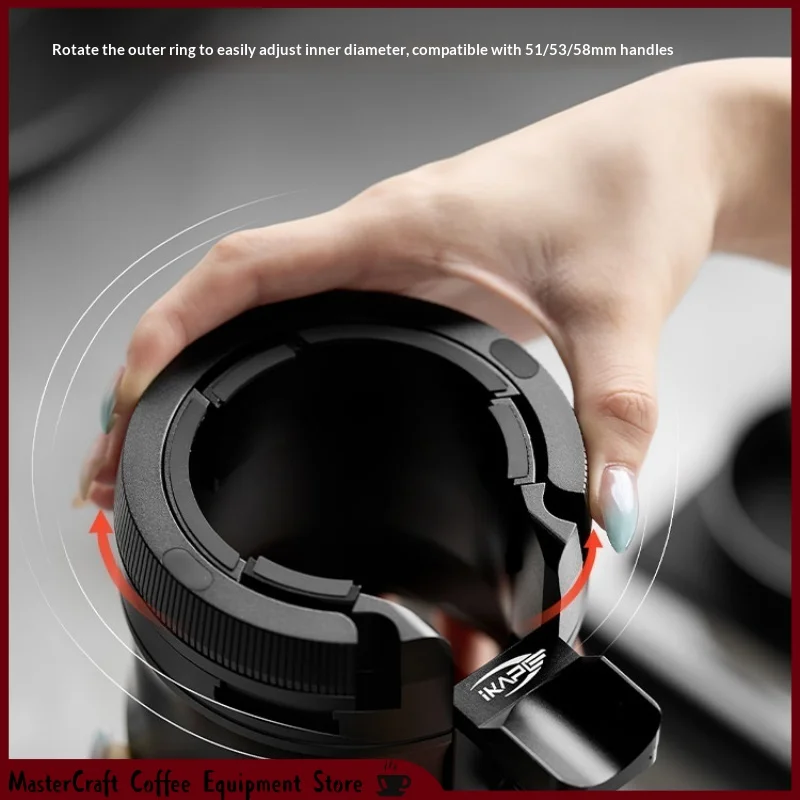 IKAPE Adjustable Coffee Handle Stand Portafilter Docking Station Tamping Base Distribution Tool Universal Gift for Coffee Lovers