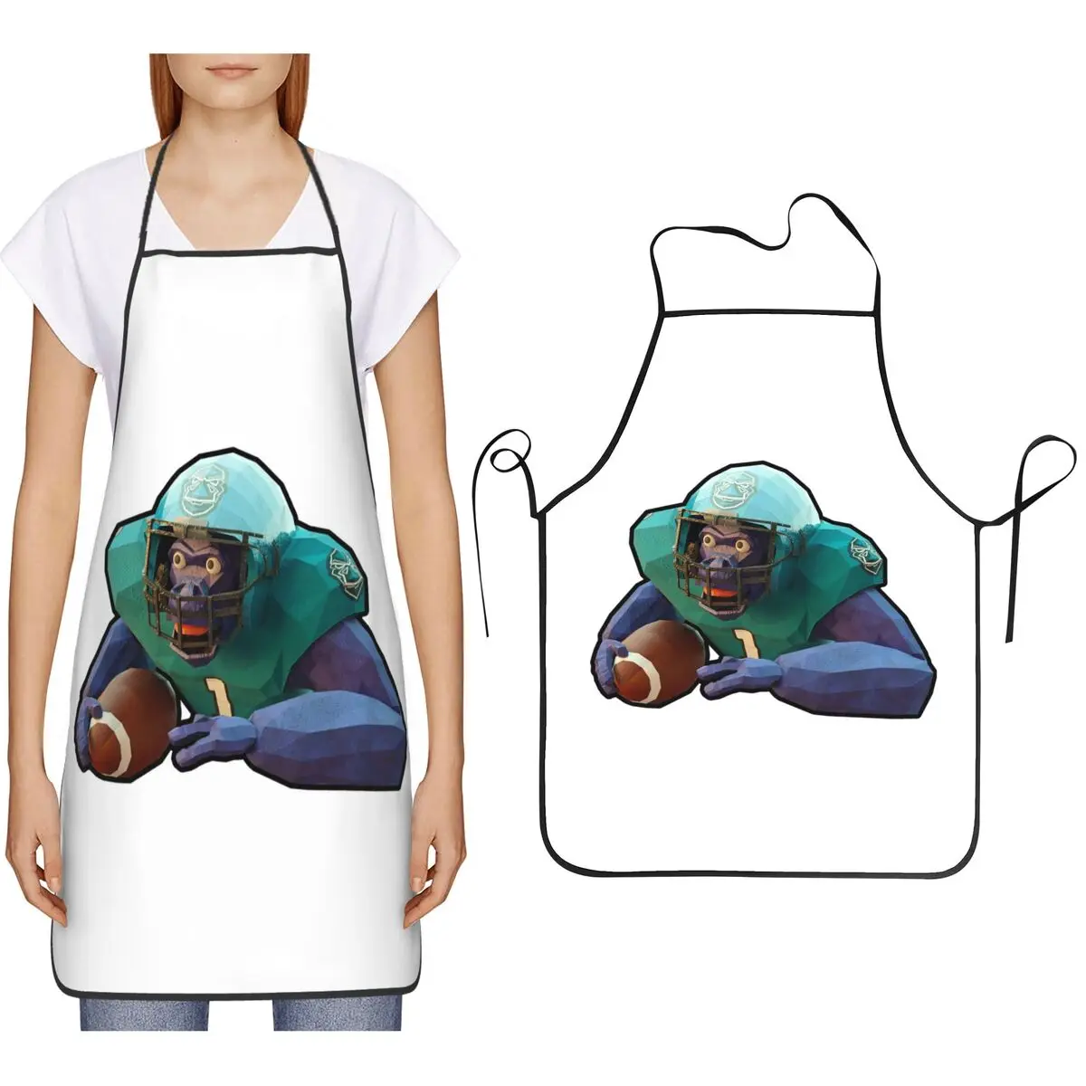 Animal Company VR Game Football Monkey Apron Chef Cooking Baking Tablier Bib Kitchen Cleaning Pinafore for Women Men Gardening
