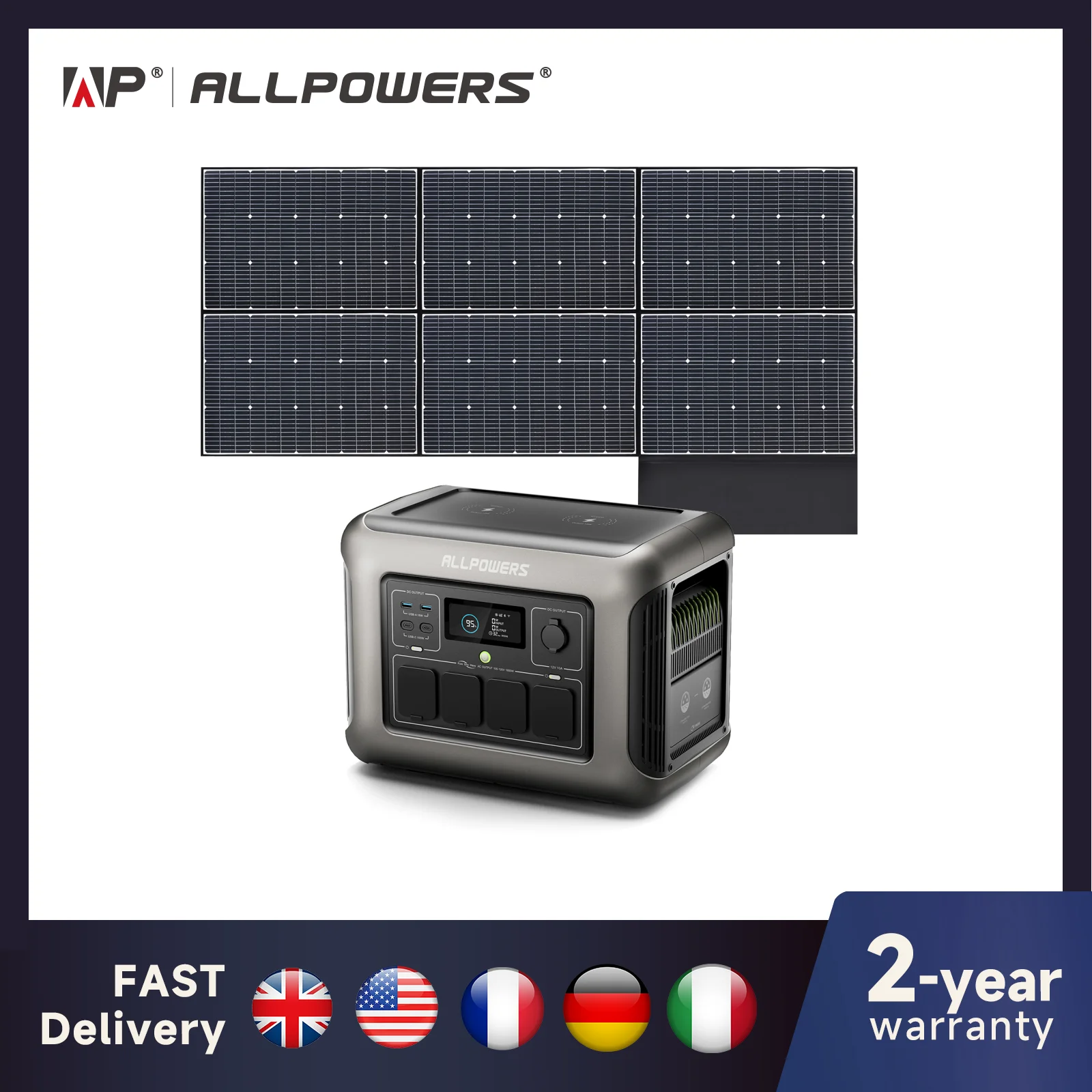 

ALLPOWERS R1500 Portable Power Station with 600W Solar Panel 1152Wh 1500W LiFePO4 AC Output Solar Generator for Garden Party