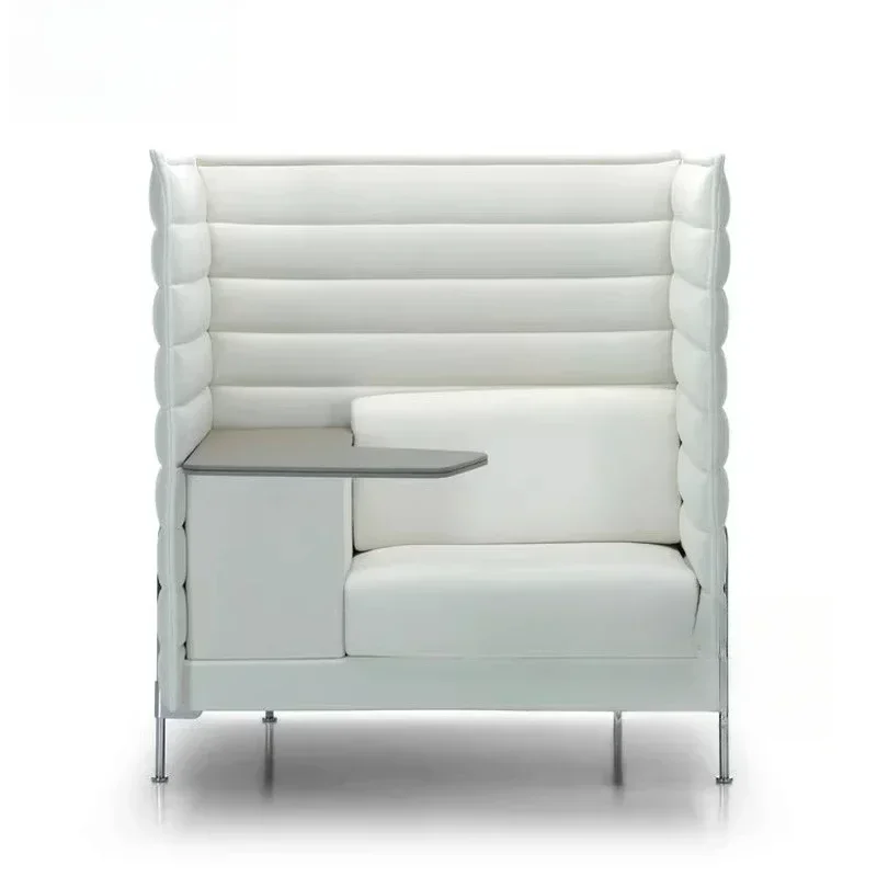 

Office high-back horizontal fabric sofa, private card seat in public leisure area, single seat sofa with small table board