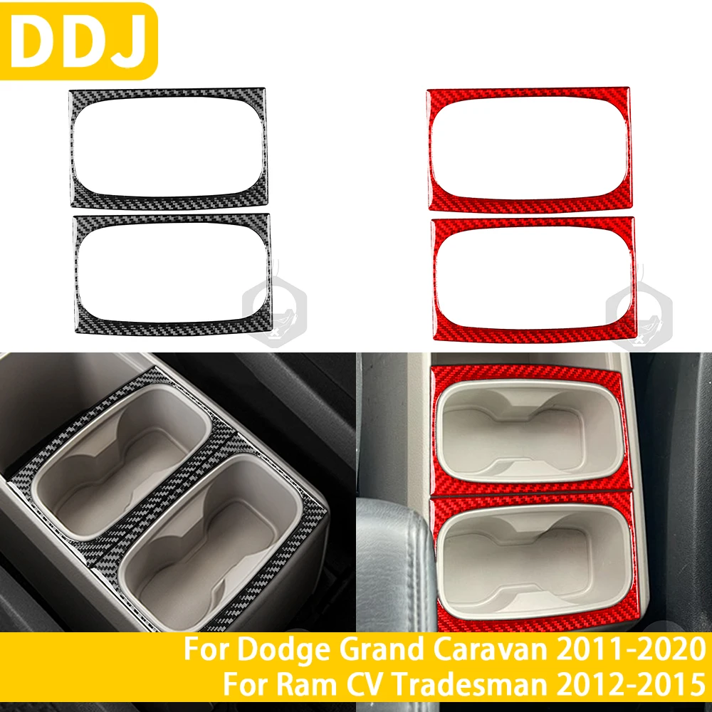 For Dodge Grand Caravan 2011-2020 For Ram CV Tradesman Accessories Carbon Fiber Car Interior Cup Holder Panel Trim Sticker