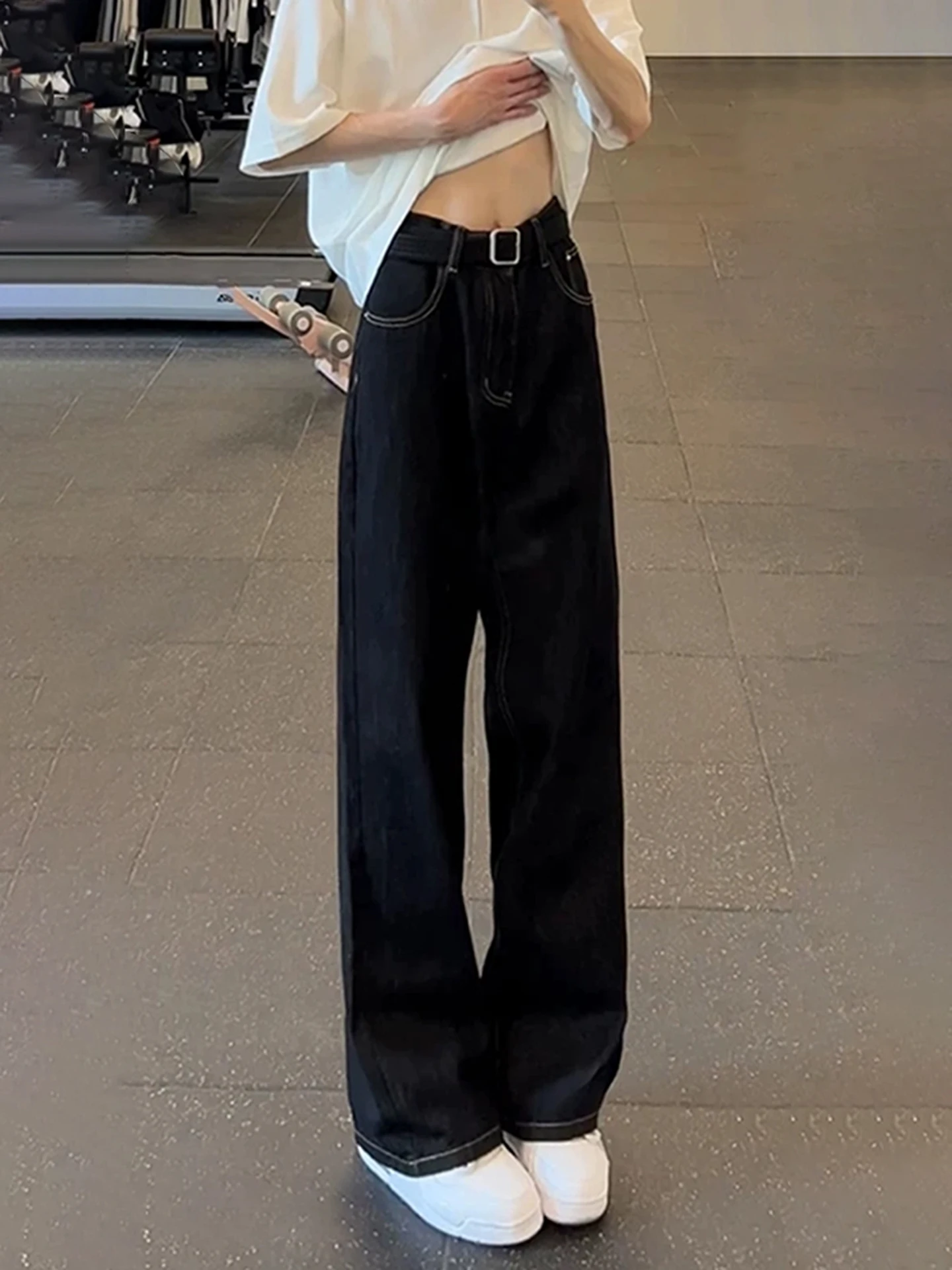 

Bla Denim Knife Jeans Men's High Waist Lift Trousers American High Street Slim Straight Leg Micro Flared Pants