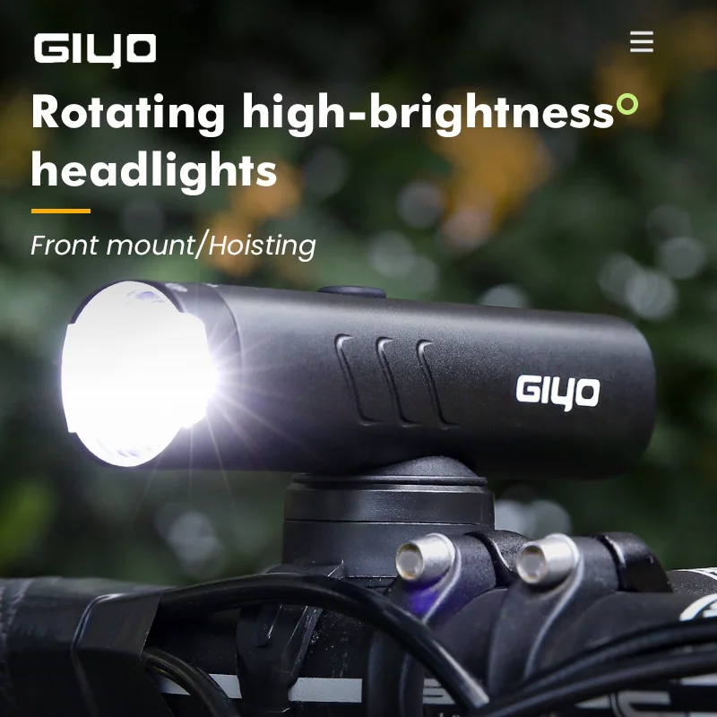 

Giyo Night Cycling Headlight 900 1200 1500 Lumen Bicycle Front Light Rotating Lens IP66 Waterproof MTB Road Bike Safety Torch