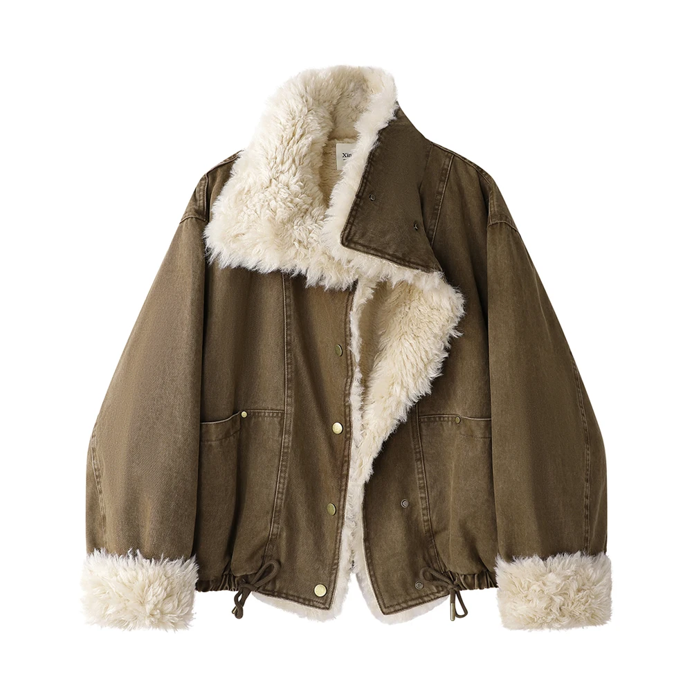 เสื้อแจ็คเก็ตยีนส์บุขนสตรี เสื - Sherpa Coat Women บทวิจารณ์และราคา
