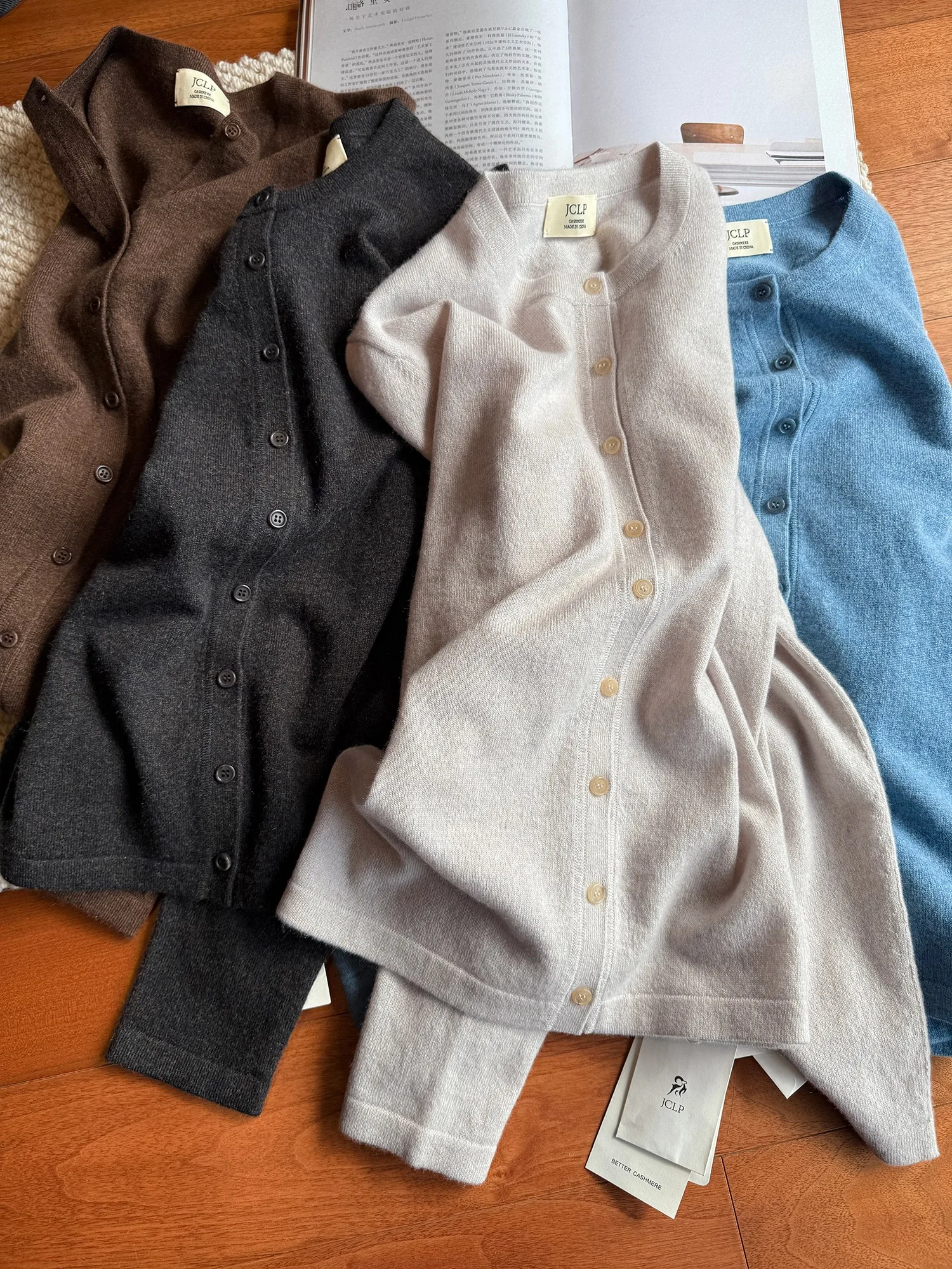 

JCLP 00% Pure Camere Knitted Open Cardigan round Ne Single Button Warmth Soft Long Sve Women's Winter Faion Casual