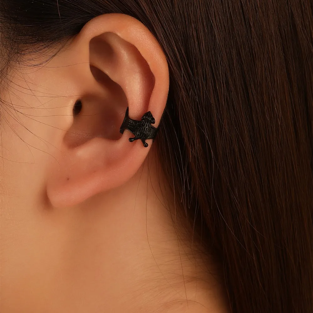 Dark Punk Stereo Bat Ear Cuff Fake Piercing Stainless Steel for Women Men Clip on Earrings Personality Goth Retro Jewellery Gift