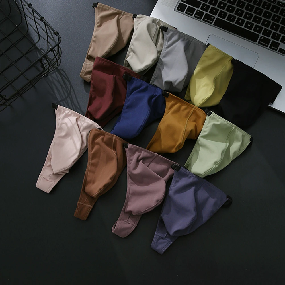 

Mens G-string Briefs Solid Color Thong Low Rise Soft Underwear Sexy T Back Erotic Hombre Pouch Men's Triangular Panties Swimwear