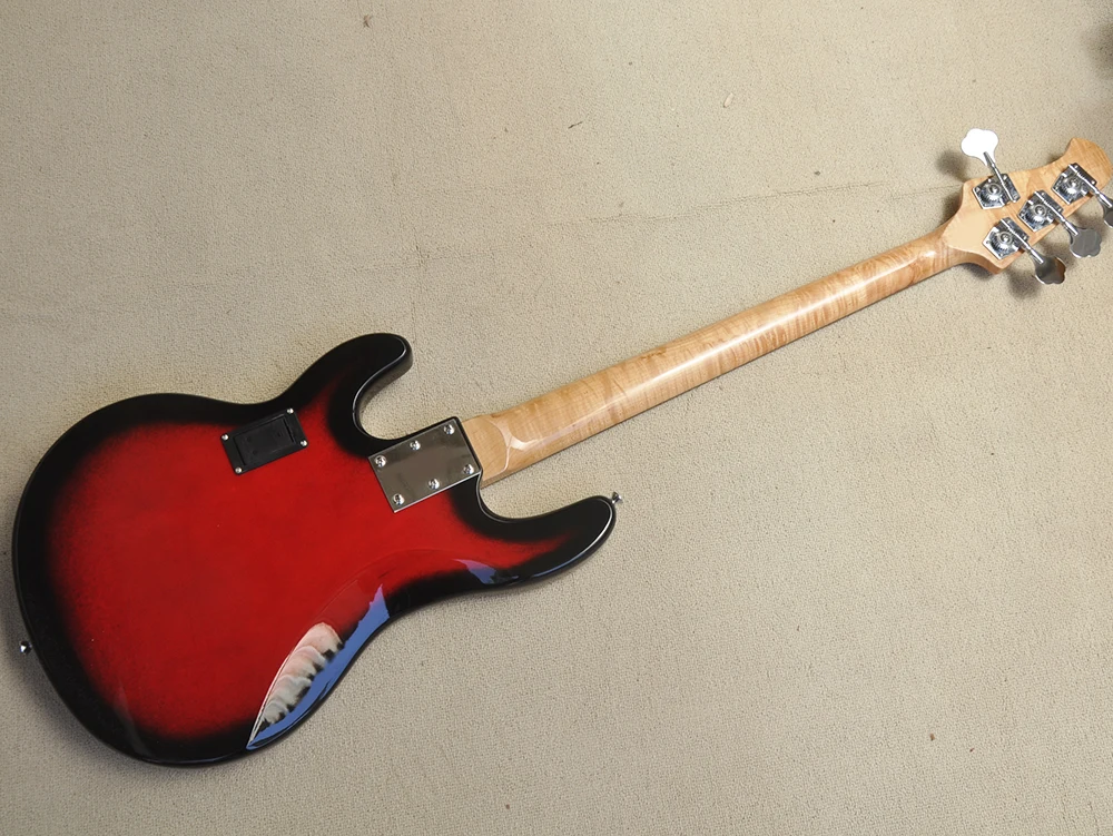 4 Strings Red Electric Bass Guitar with Humbucker,Rosewood Fretboard,Can be Customized