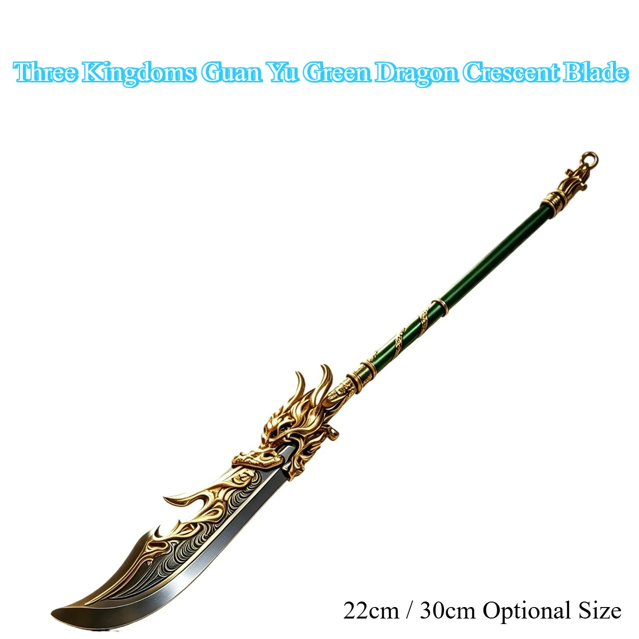 Chinese Guan Yu Green Dragon Crescent Blade Metal Model Unsharpened Desktop Collectible Ornament Craft Gift for Hobby Collectors