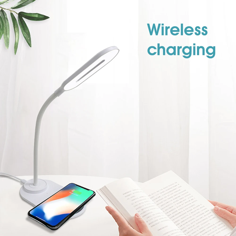 

Foldable LED Desk Lamp QI Quick Wireless Charger Eye Protection Dimmable Multi-function Touch Control LED Night Light Table Lamp