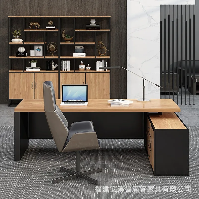 Single pure solid wood president table, simple atmosphere boss manager office desk, home study studio computer desk