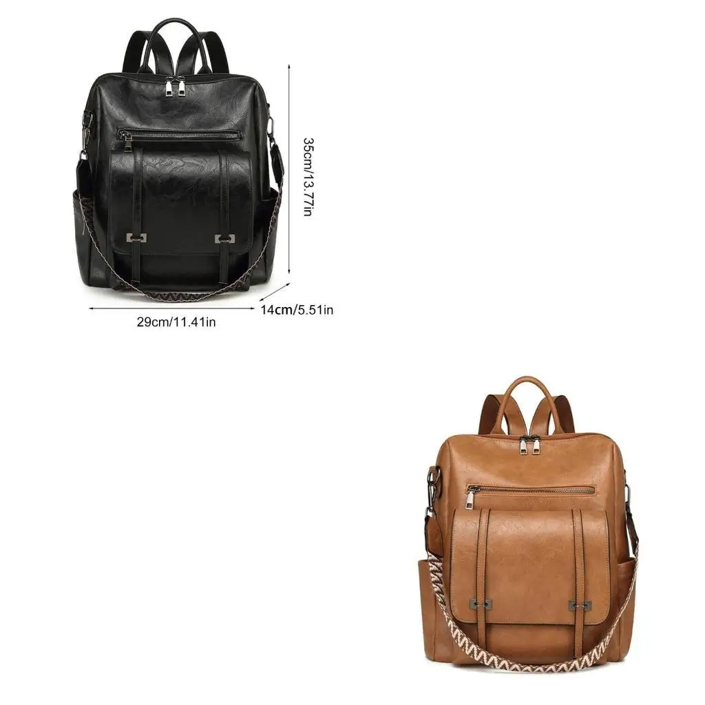 

D46D Женская кожаная рюкзак Vintage Vintage Pleack Sack для работы и повседневного использования