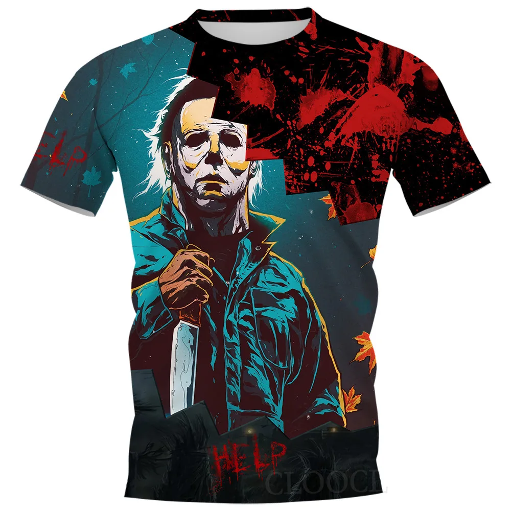 Halloween Men\'s Horror Style Tshirts Michael Classic Horror Movie Character 3d Prited T-shirt Men Casual O-neck Tees Men Clothes