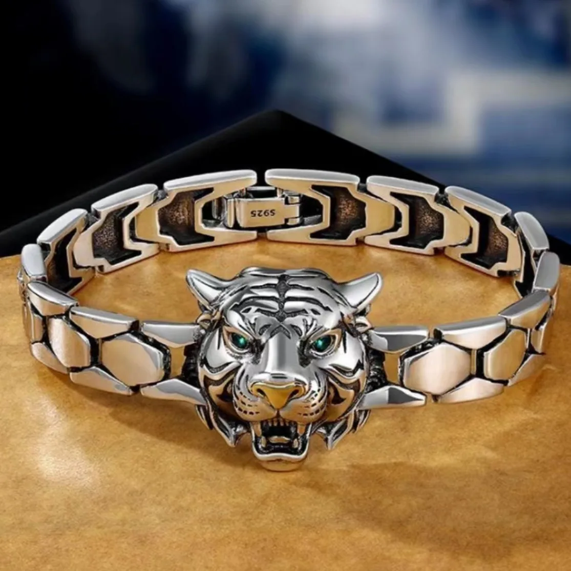 Bracelet Tiger Loyalty For Men's Brave Power Bracelets Man Boss Chain Bangles Trendy Punk High Quality Jewelry Set Accessories