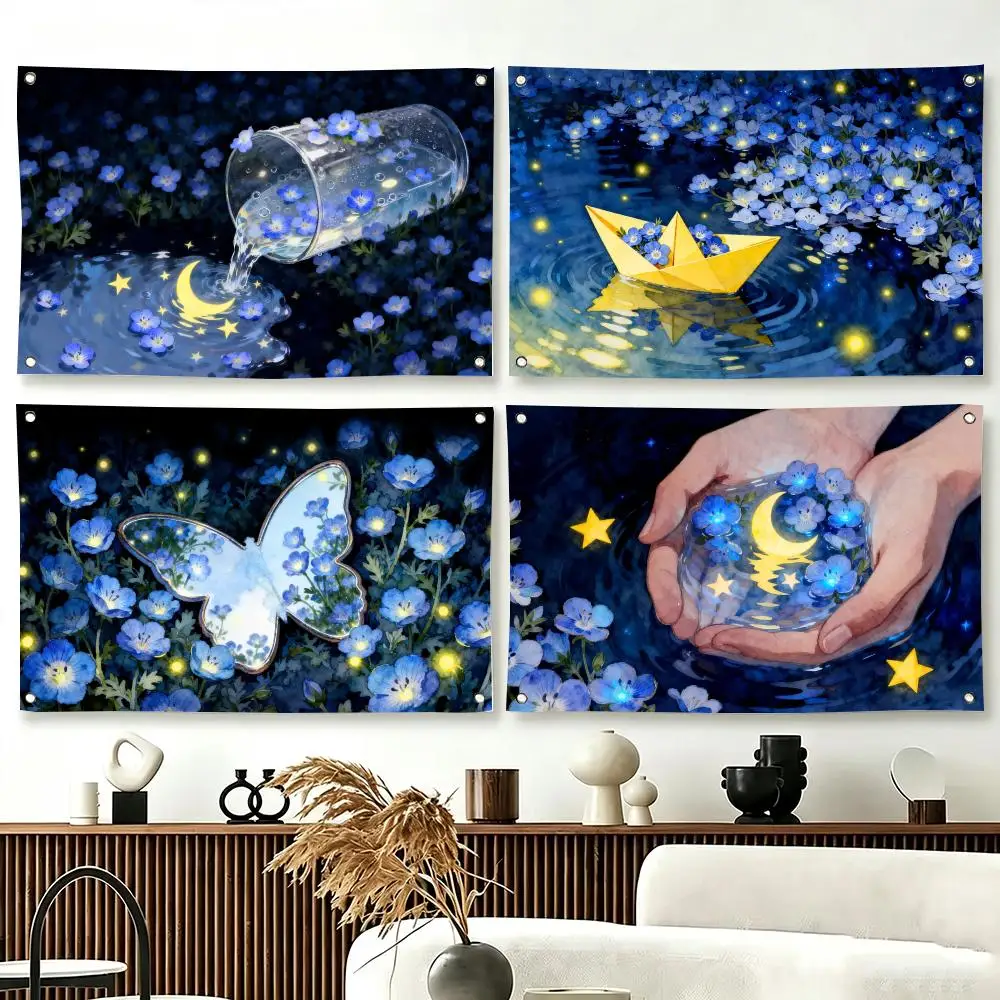 Dreamlike Floral Realm art Flags  For Living Room Home Dorm Decor Wall Outdoor Camping Party Banner Gifts