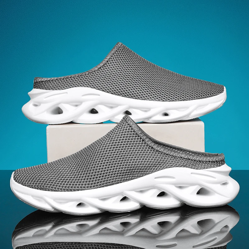 

Men Women Lazy Slippers Breathable Slides Indoor Outdoor Sandals Men Non-slip Home Half Slippers Men Casual Shoes Big Size 47 48