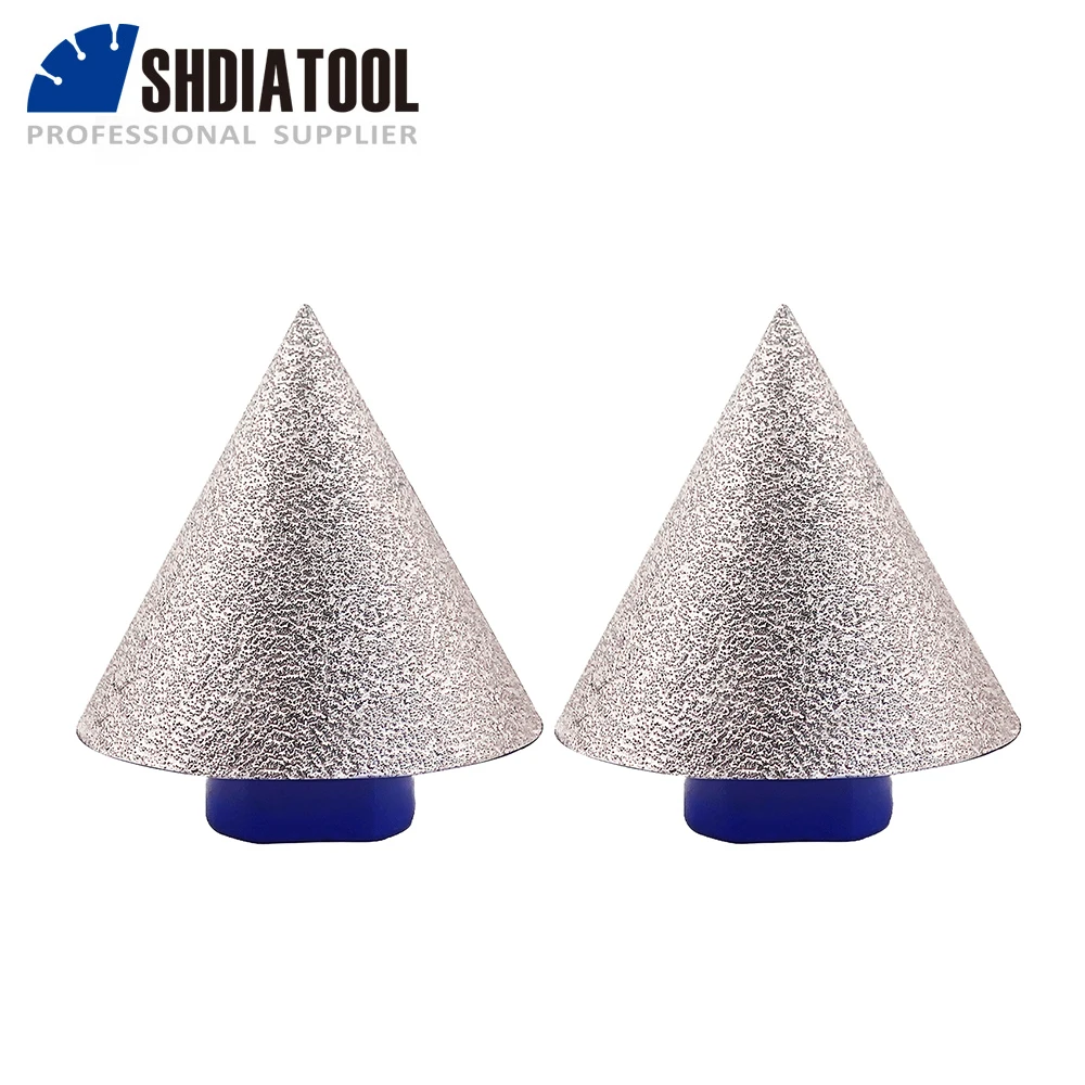 

SHDIATOOL Diamond Chamfer Milling Finger Bits 2pcs 5/8-11 M14 M10 Thread 50mm Dry Enlarge Shape Round Bevel Existing Holes Tile