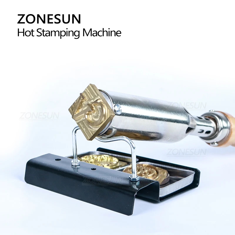 ZONESUN Leather Craft Wood Cake Bread Paper Logo Stamp Branding Stamping Machine Handheld Bronzing Tool Hot Press Machine